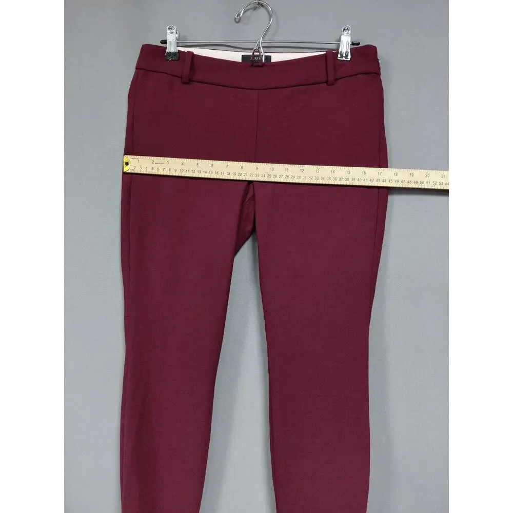 J.Crew Minnie Wool Blend Burgundy Side Zip Skinny Pants Women Size 6P